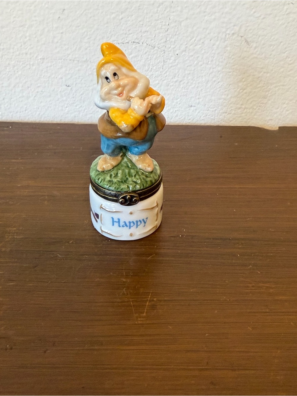 Vintage Disney PHB Happy Dwarf Ceramic Trinket Box with Tool